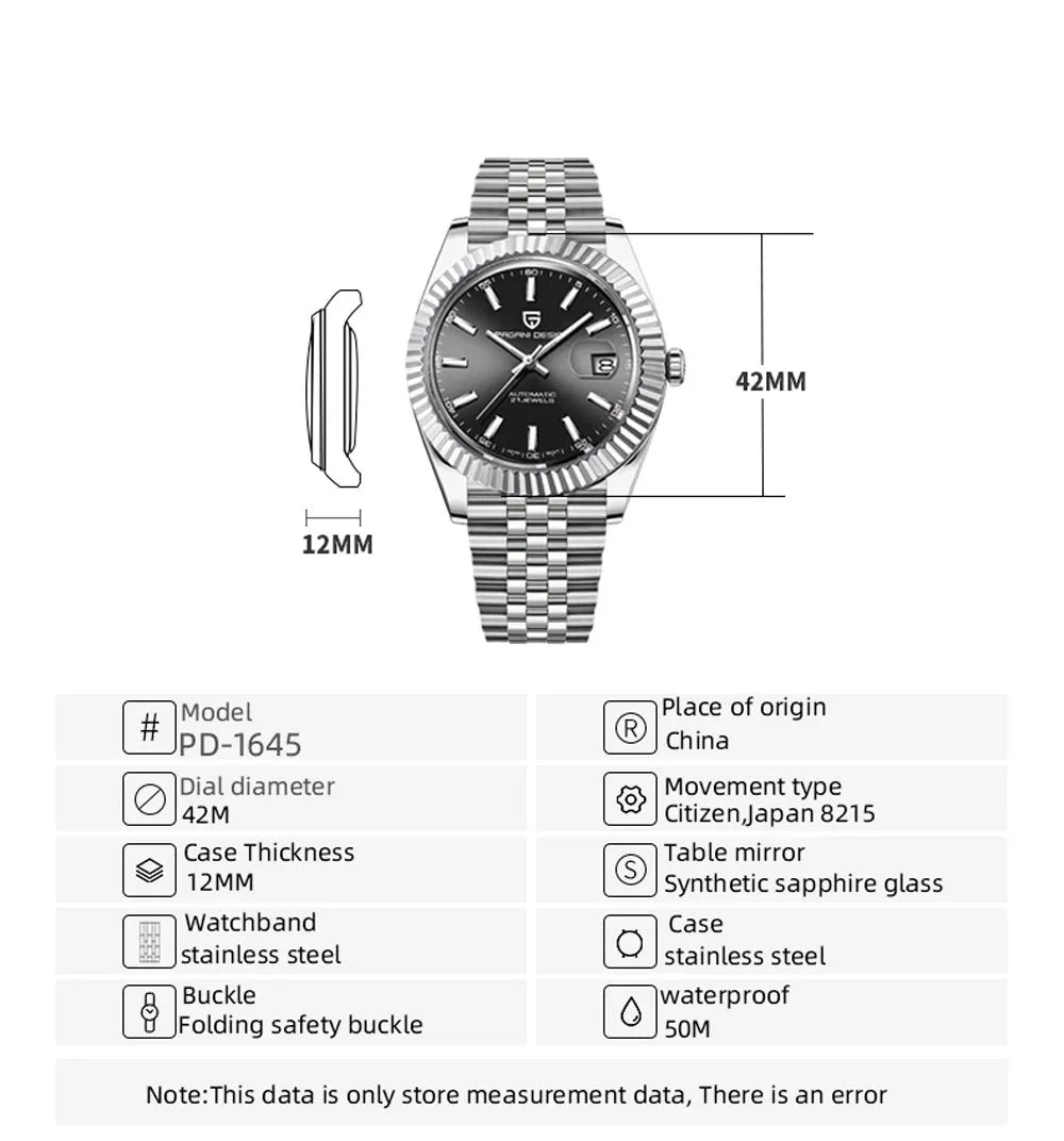 Pagani Design Datejust Black PD-1645