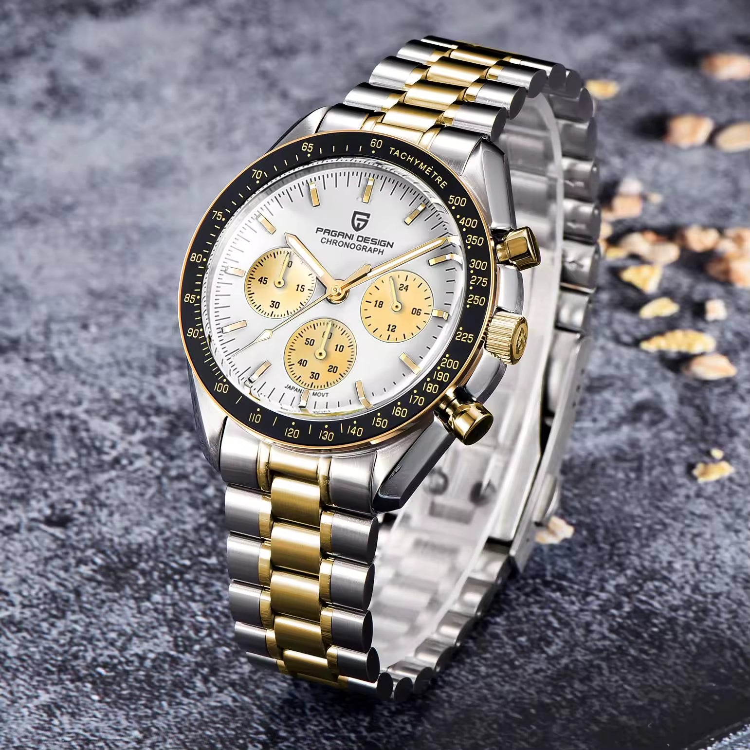 Pagani Design PD-1701 | Speedmaster Gold Two Tone Chain