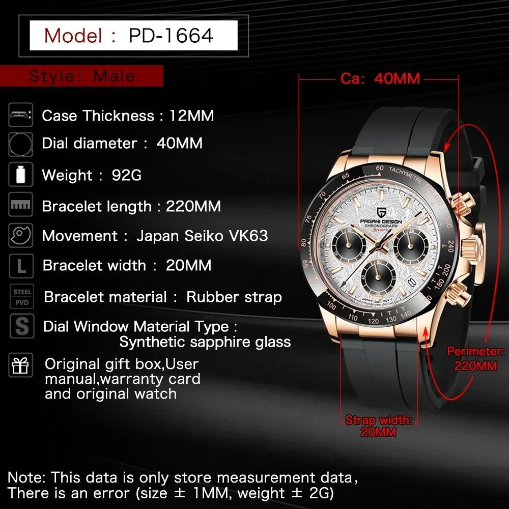 Pagani Design Daytona Strap Metroit  Dial PD-1664