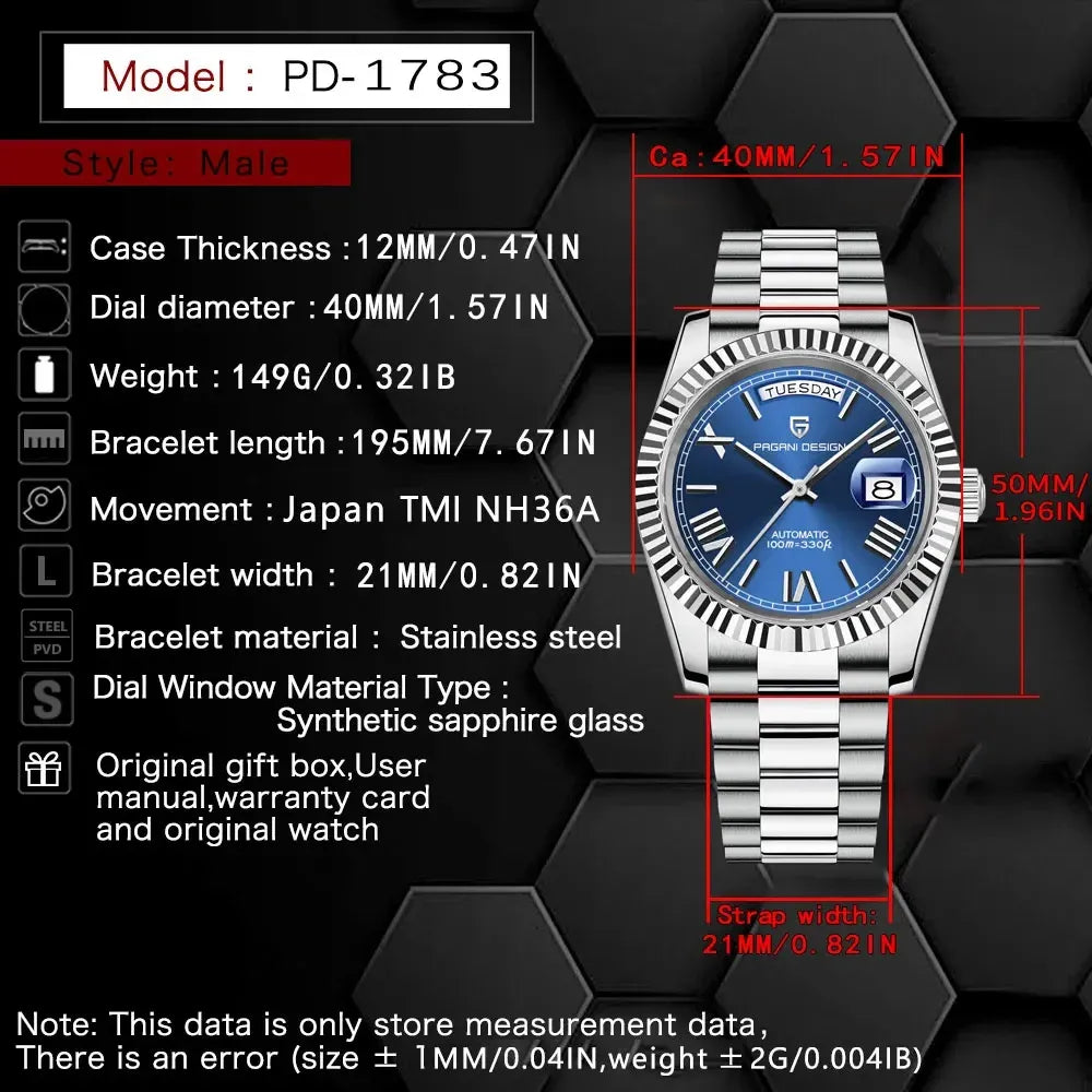 Pagani Design |  DayDate Blue Dial |  PD-1783