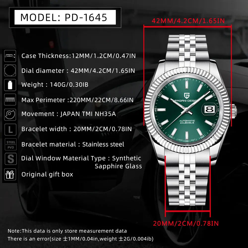 Pagani Design PD-1645 | Datejust Olive Green