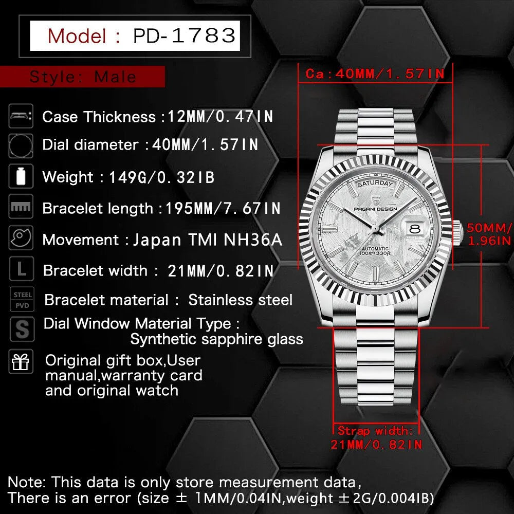 Pagani Design PD-1783 | Metroit Dial PEARL DayDate